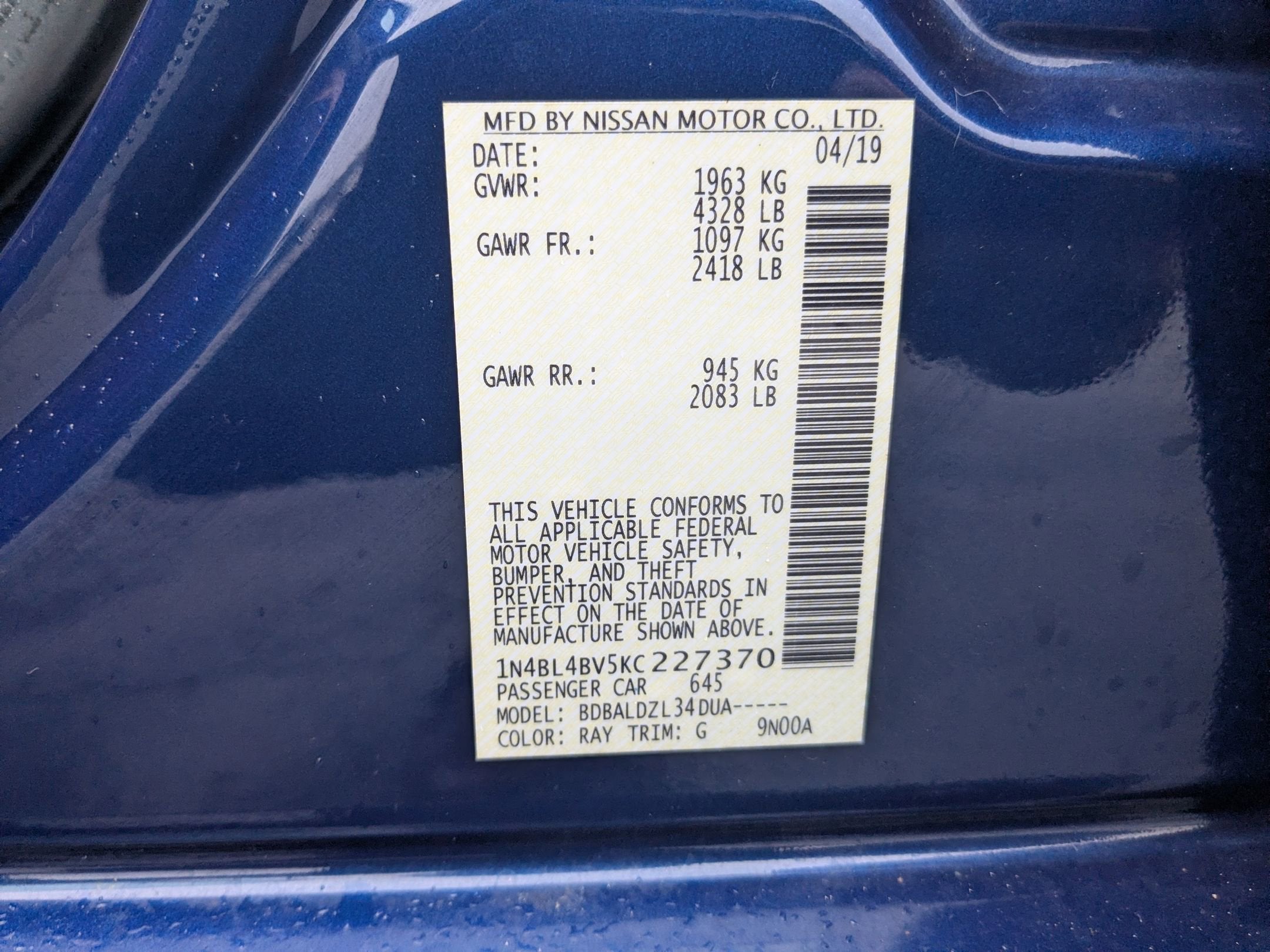 2019 Nissan Altima 2.5 S